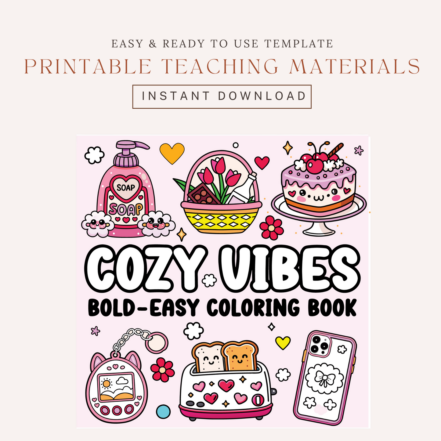 Cozy Vibes Bold and Easy Coloring Book
