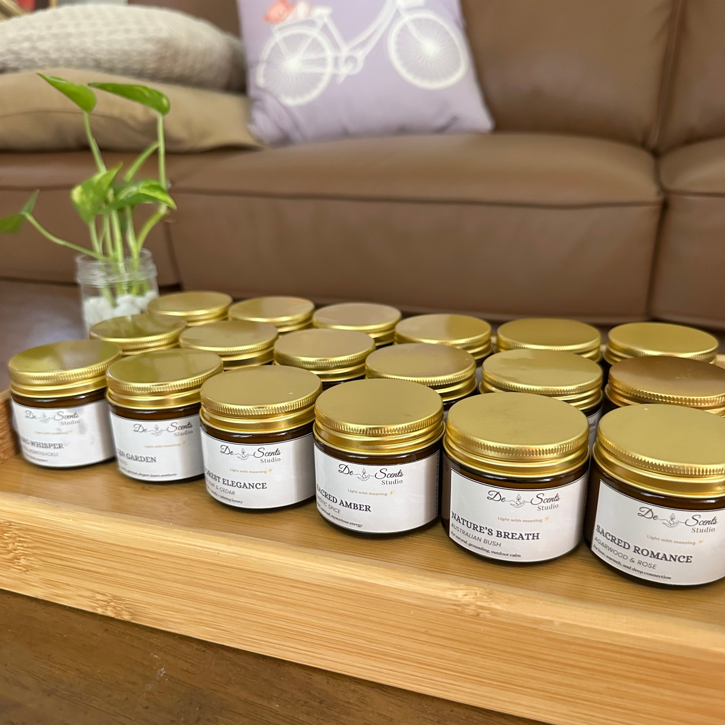 Fig Leaf & Cedar Scented Candle 50g Amber Jar