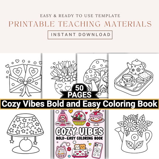 Cozy Vibes Bold and Easy Coloring Book