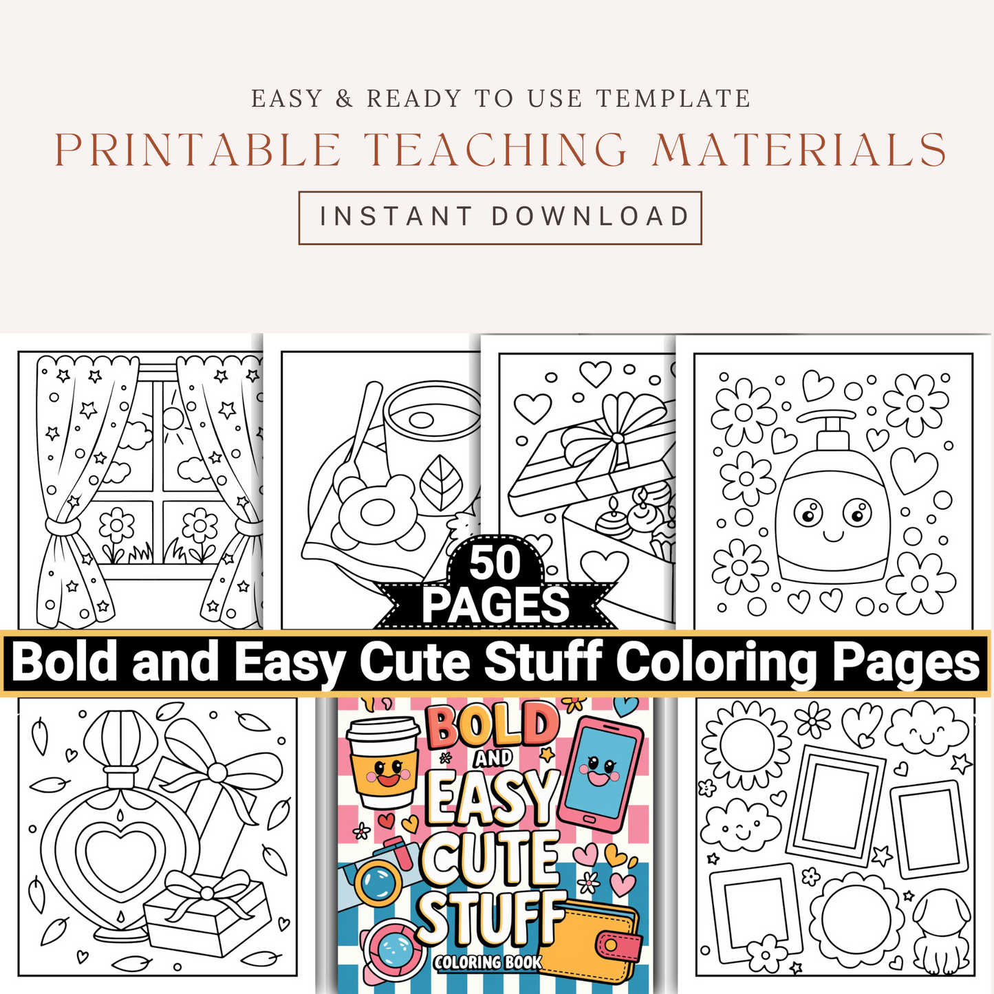 Cute Stuff Bold and Easy Coloring Pages