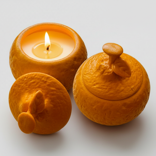 Orange Ceramic Jar Candle - Sandalwood (Pre-order)
