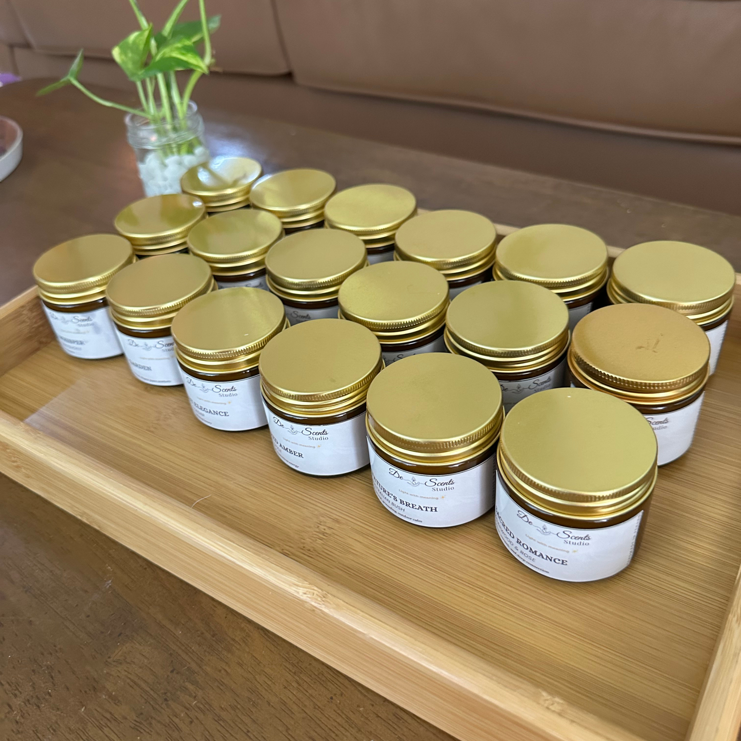 Fig Leaf & Cedar Scented Candle 50g Amber Jar