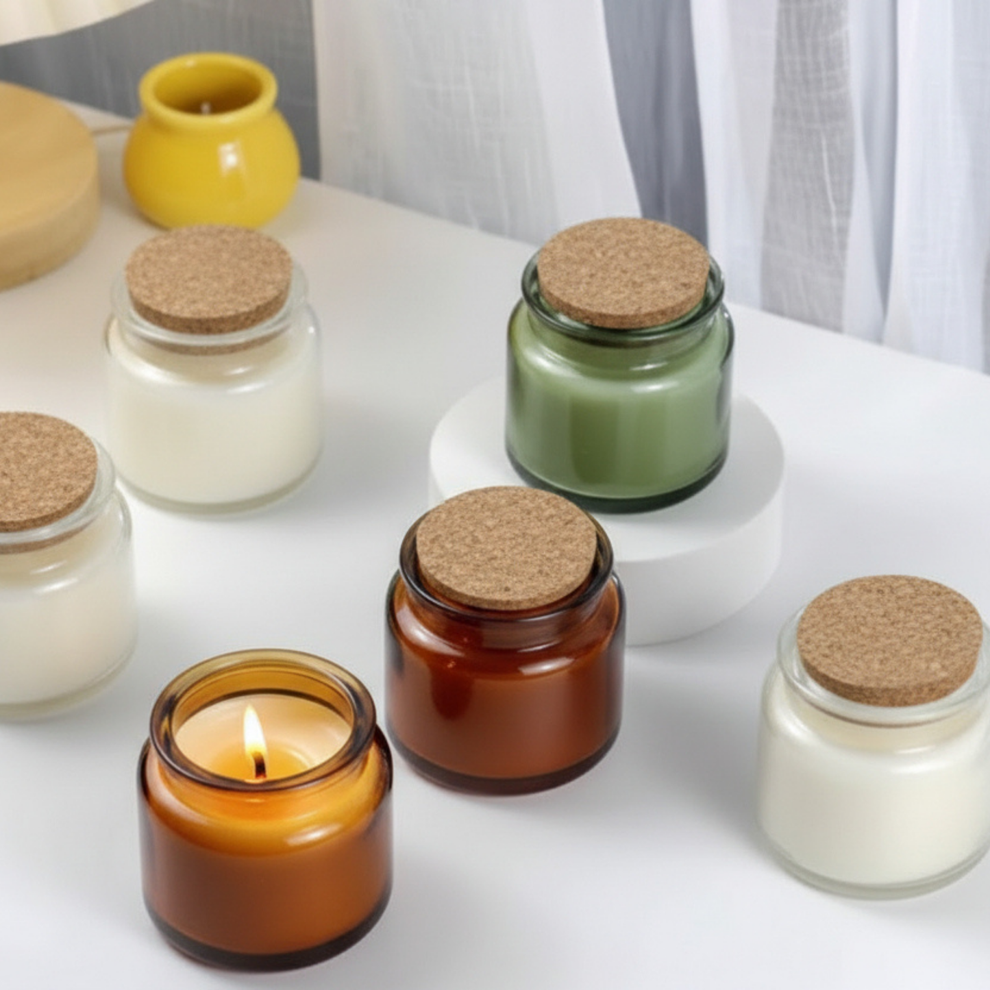 Amber/Green Jar Candle