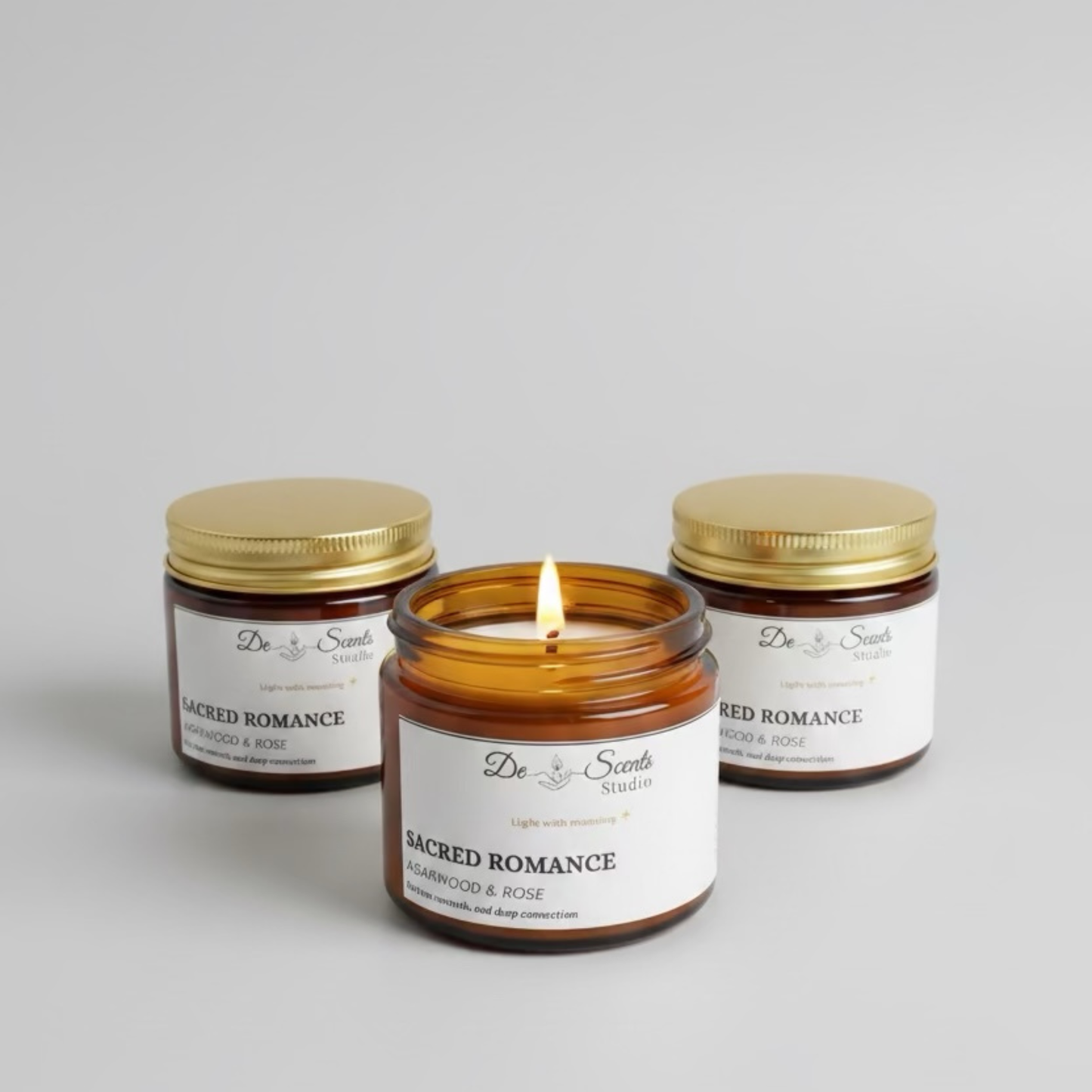 Agarwood & Rose Scented Candle 50g Amber Jar