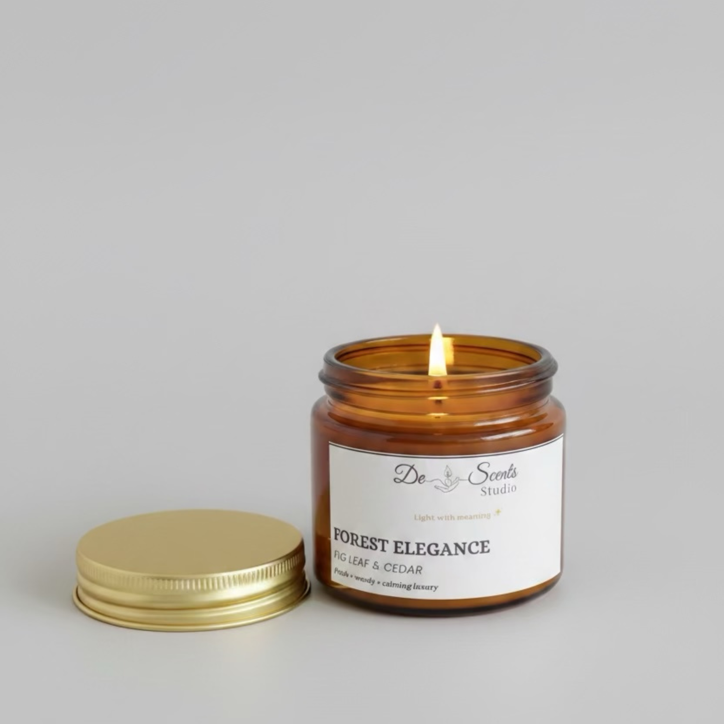 Fig Leaf & Cedar Scented Candle 50g Amber Jar