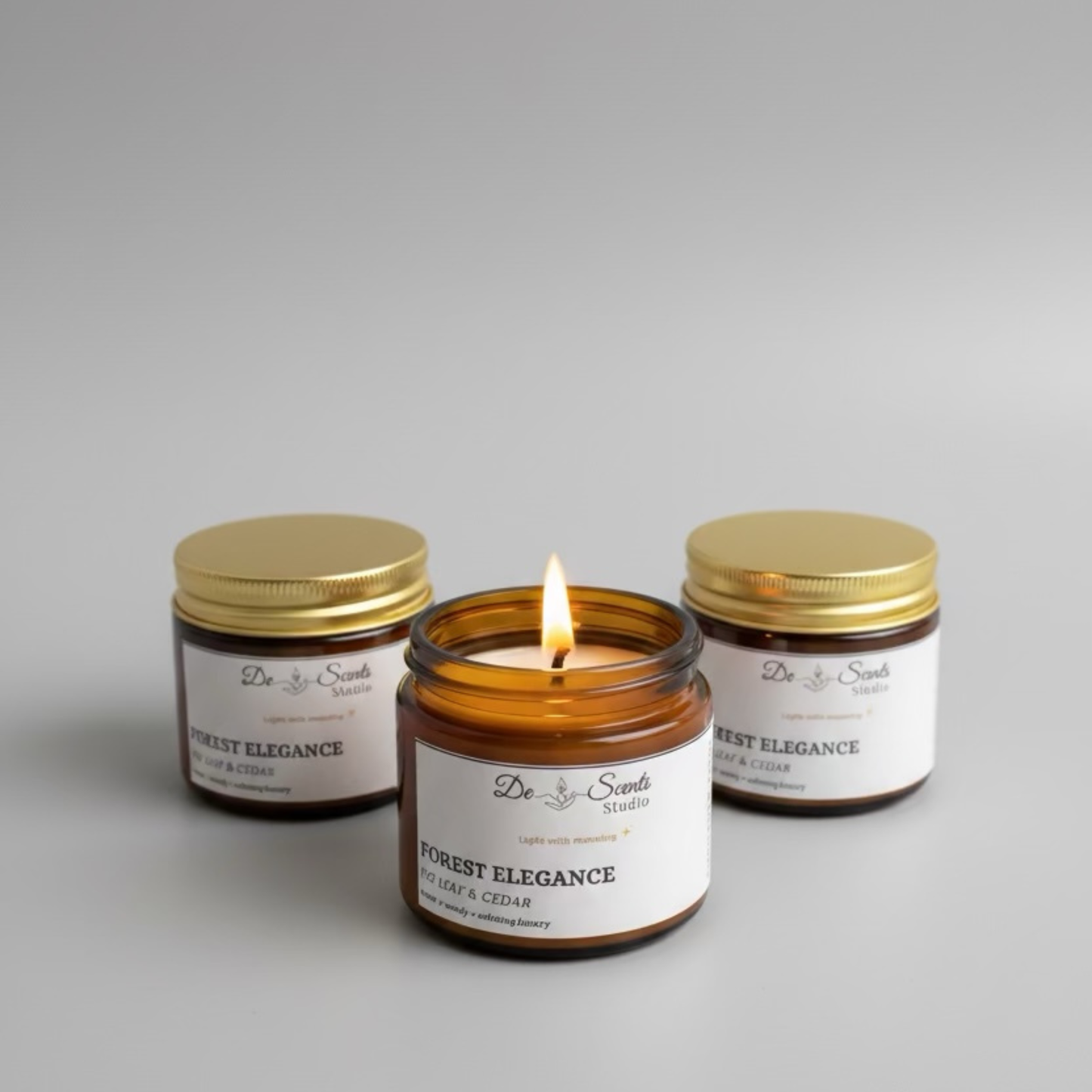 Fig Leaf & Cedar Scented Candle 50g Amber Jar